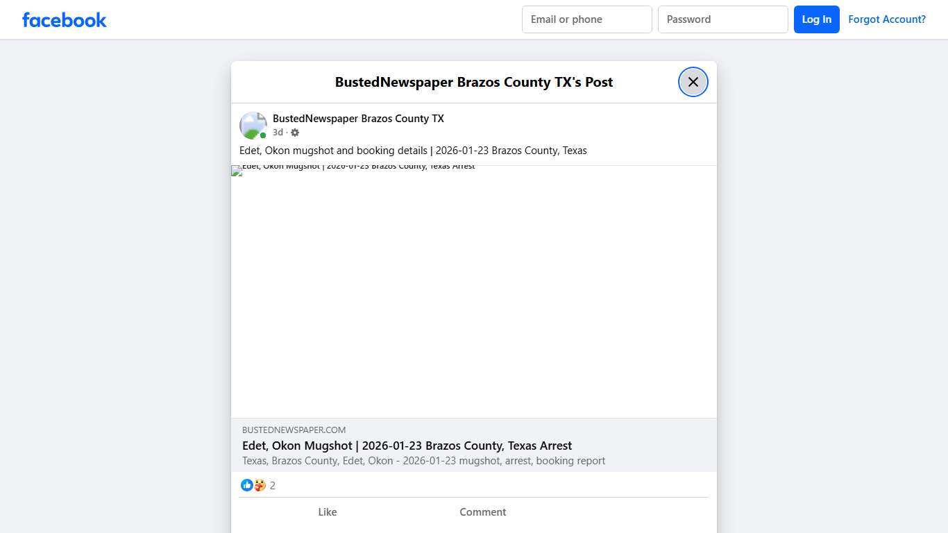 Edet, Okon mugshot and... - BustedNewspaper Brazos County TX Facebook