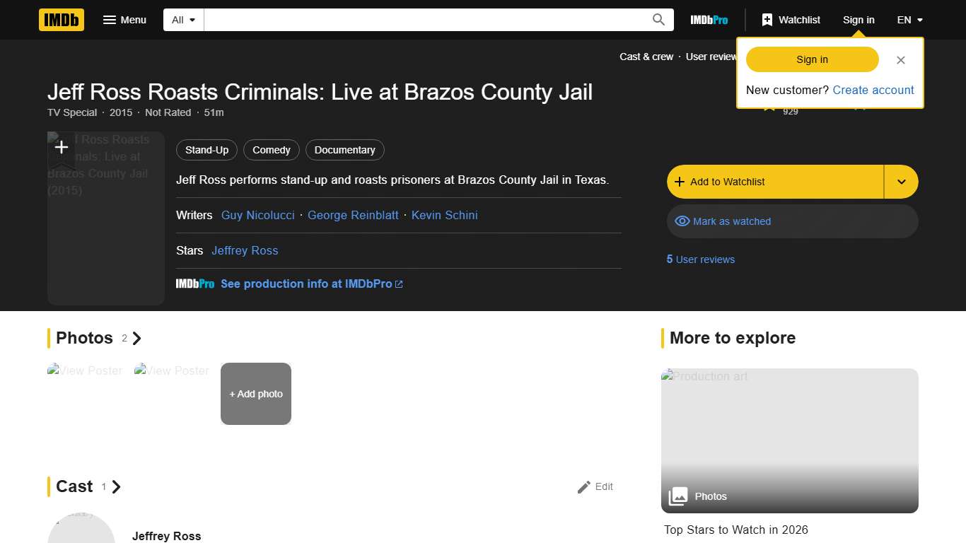 Jeff Ross Roasts Criminals: Live at Brazos County Jail (TV Special 2015) - IMDb